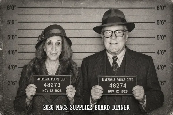 After photo: Vintage 1920s Mugshot, 2026 NACS Supplier Board Dinner