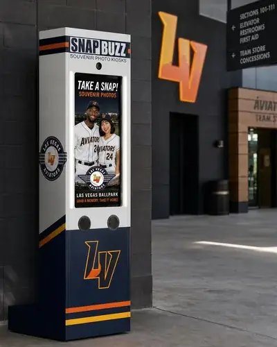 PicBot Pro standing on a baseball stadium concourse