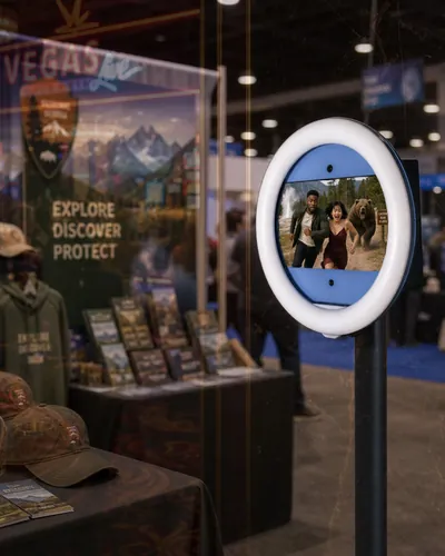 PicBot set up at a tradeshow booth