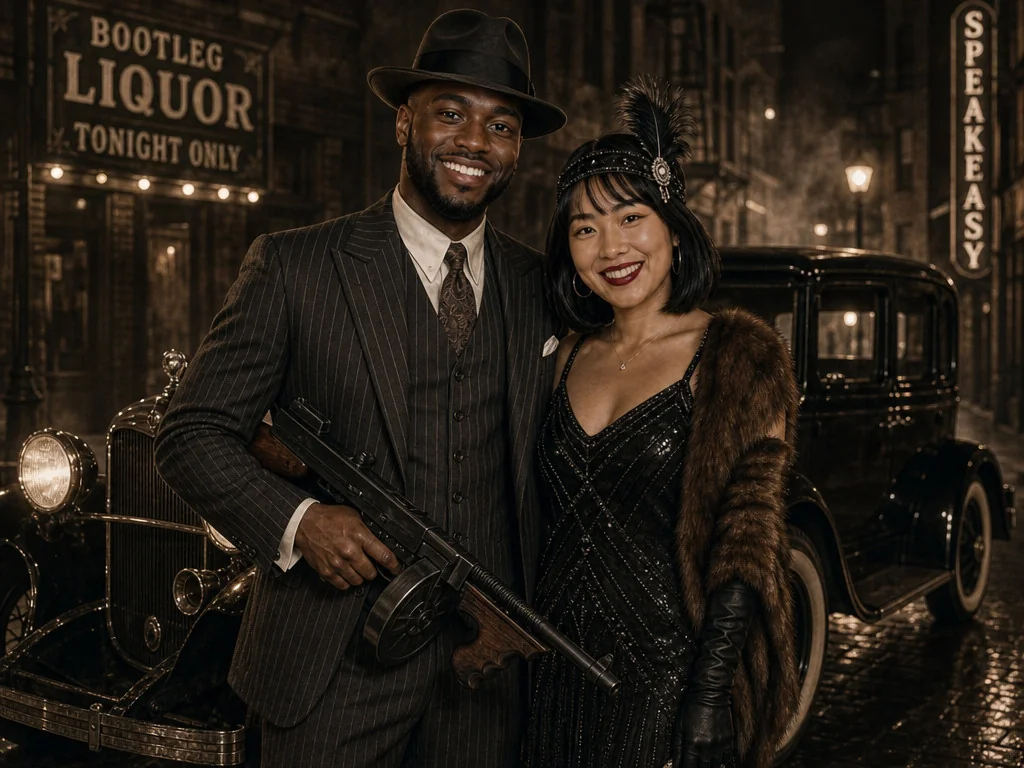 1920s Gangster — AI photo booth effect, Couple rendering
