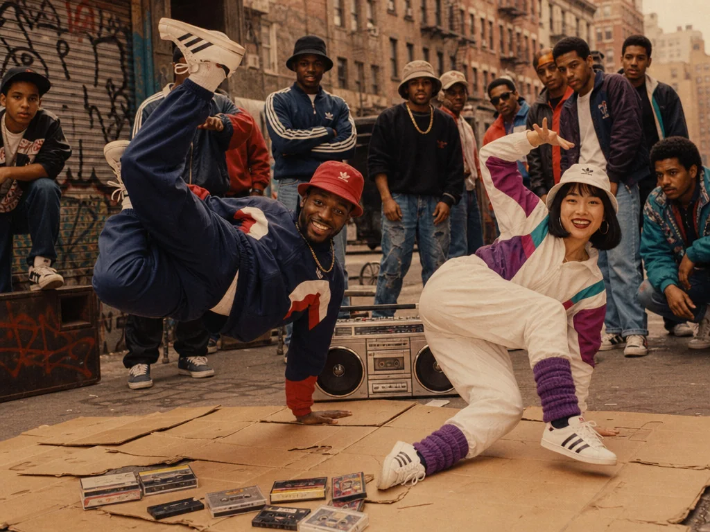 1980s Breakdancing Inner City — AI photo booth effect, Couple rendering
