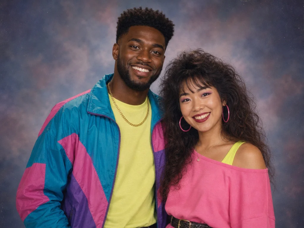1980s Yearbook — AI photo booth effect, Couple rendering