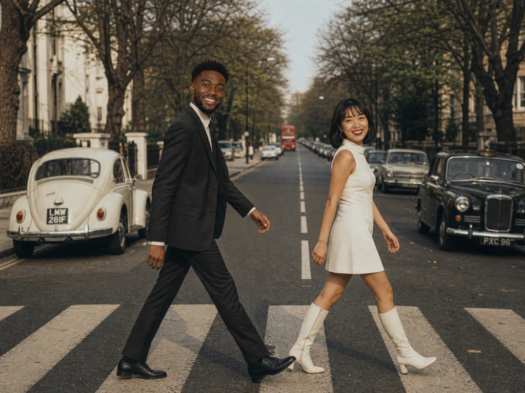 Abbey Road Crosswalk — AI photo booth effect, Couple rendering