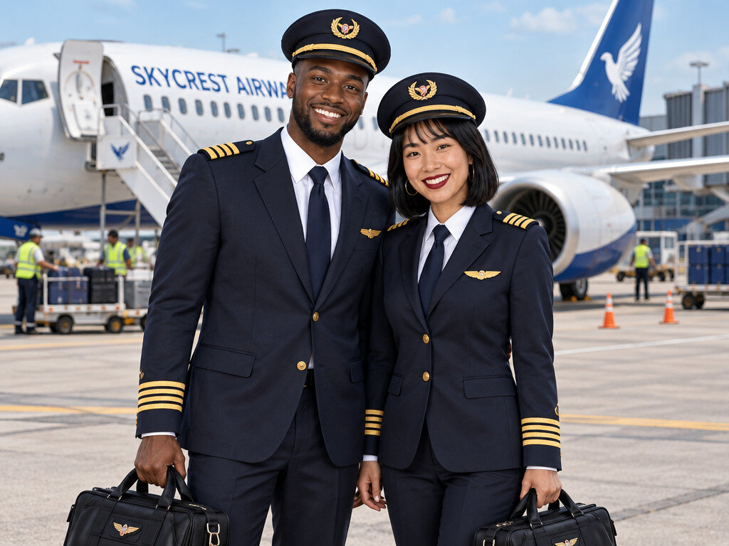 Airline Pilot On The Tarmac: AI photo booth effect, Couple rendering