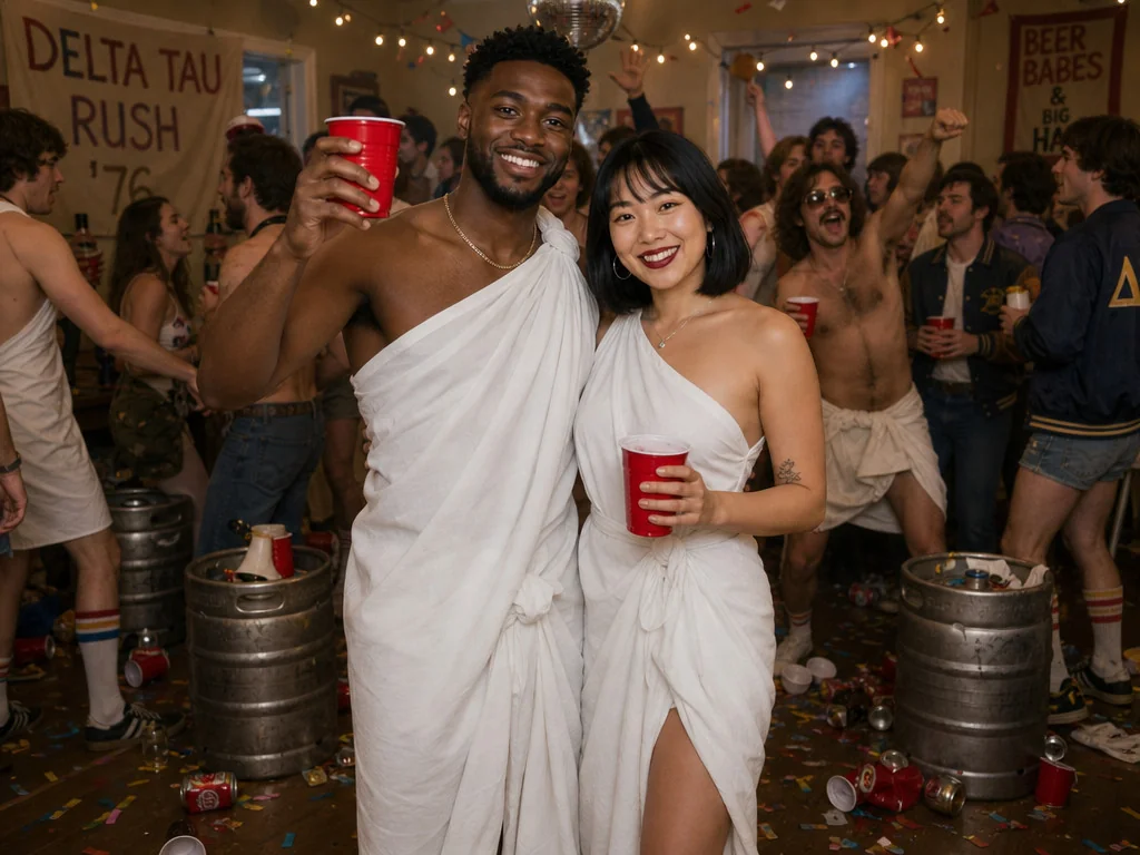 Animal House Toga Party — AI photo booth effect, Couple rendering