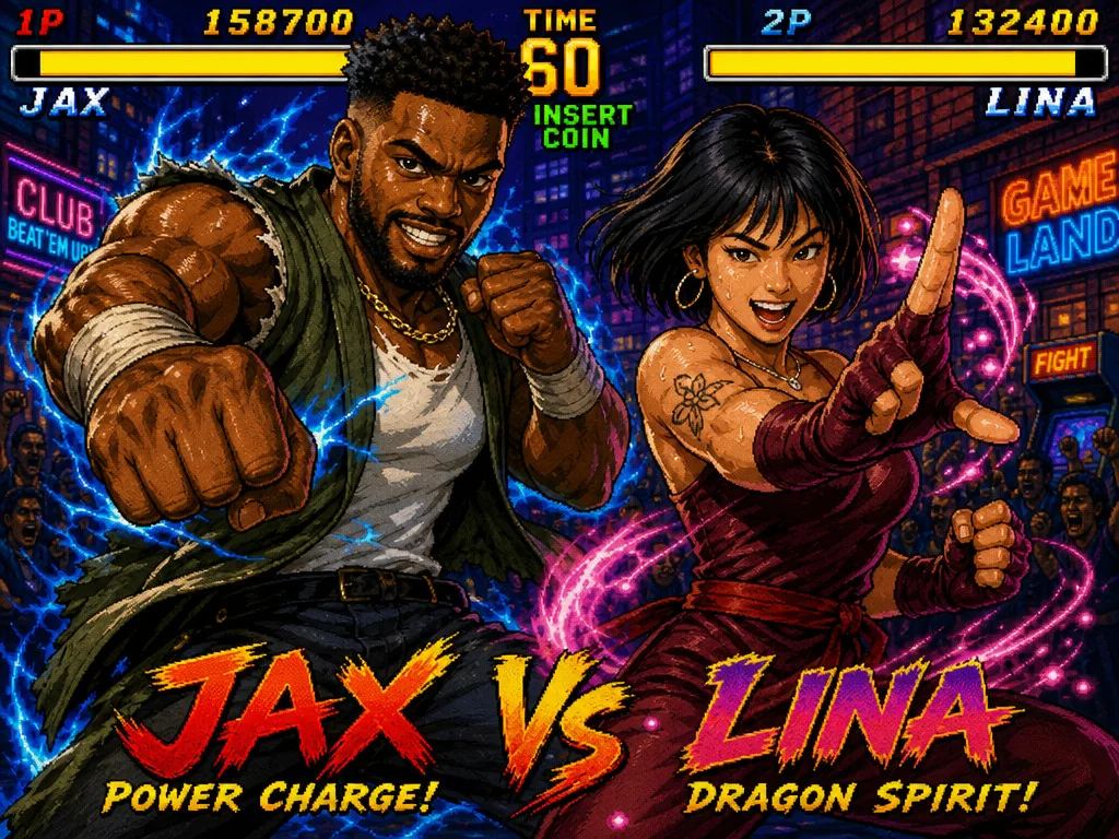 Arcade Brawler — AI photo booth effect, Couple rendering