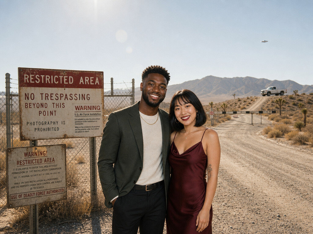 Area 51 Desert Stop — AI photo booth effect, Couple rendering