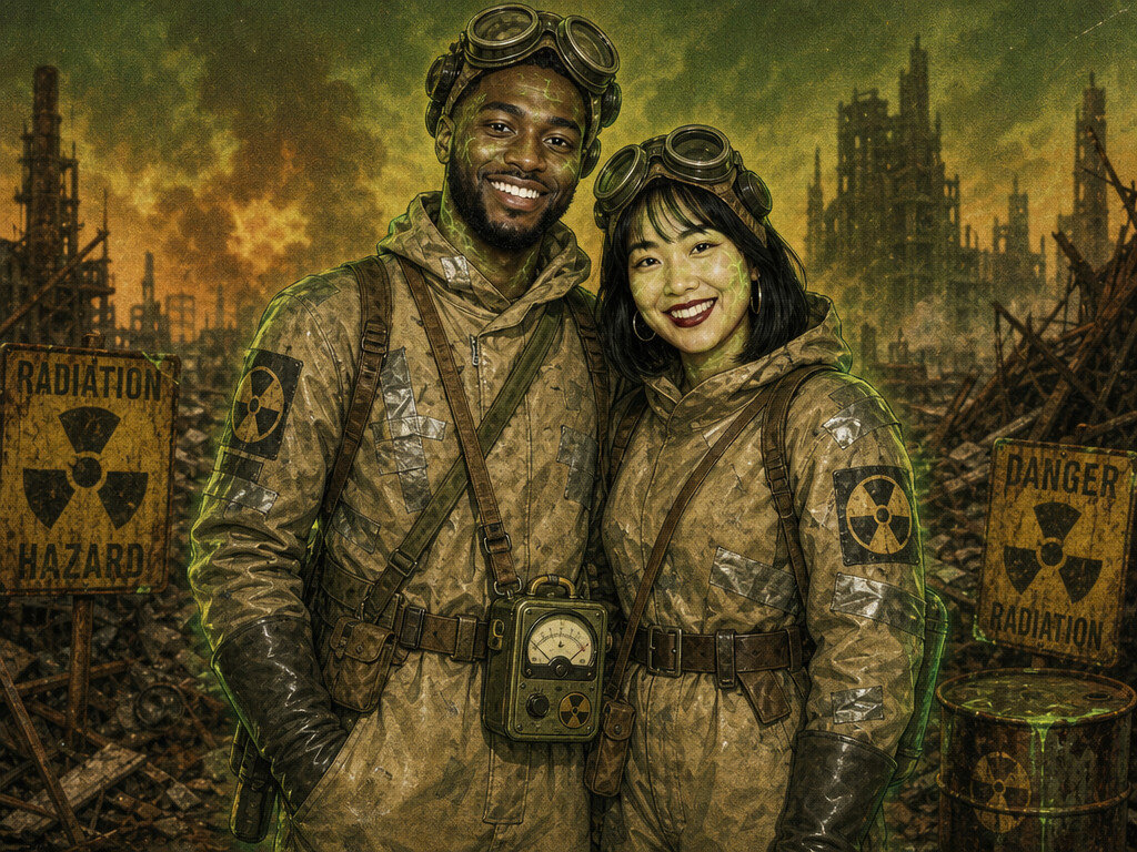 Atomic Fallout Survivor — AI photo booth effect, Couple rendering