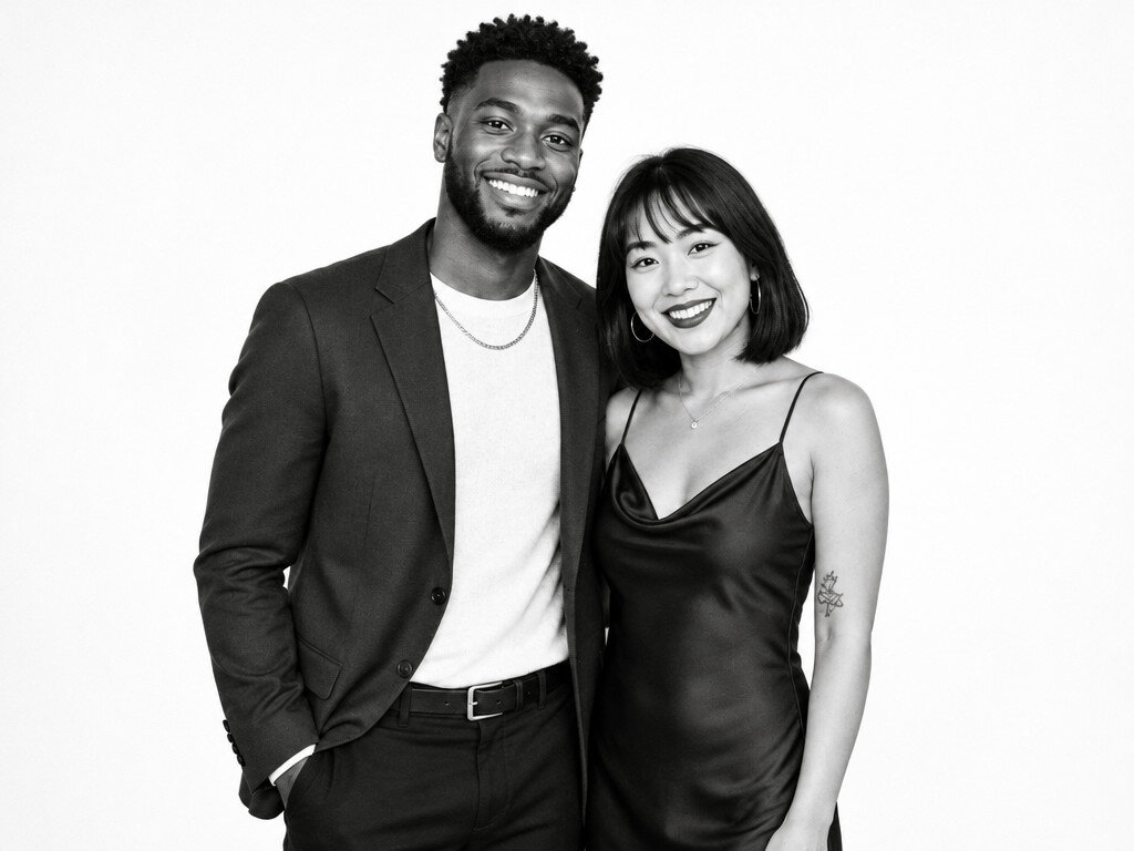 Black And White Glamour Portrait: AI photo booth effect, Couple rendering