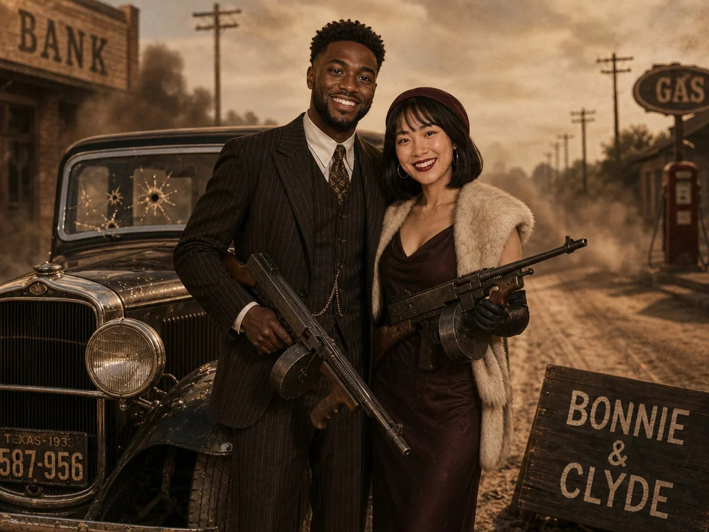 Bonnie and Clyde — AI photo booth effect, Couple rendering