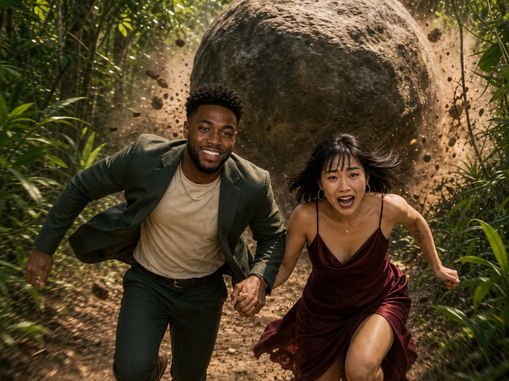 Boulder Chase — AI photo booth effect, Couple rendering