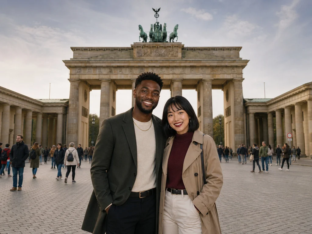 Brandenburg Gate Berlin — AI photo booth effect, Couple rendering
