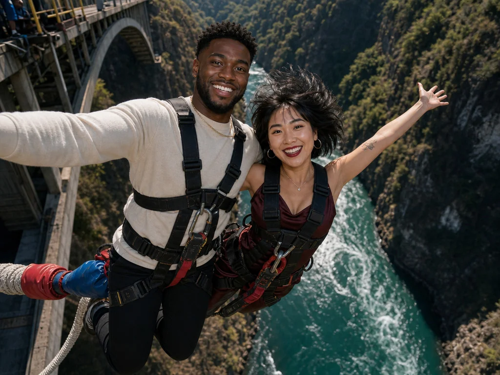 Bungee Jumping — AI photo booth effect, Couple rendering