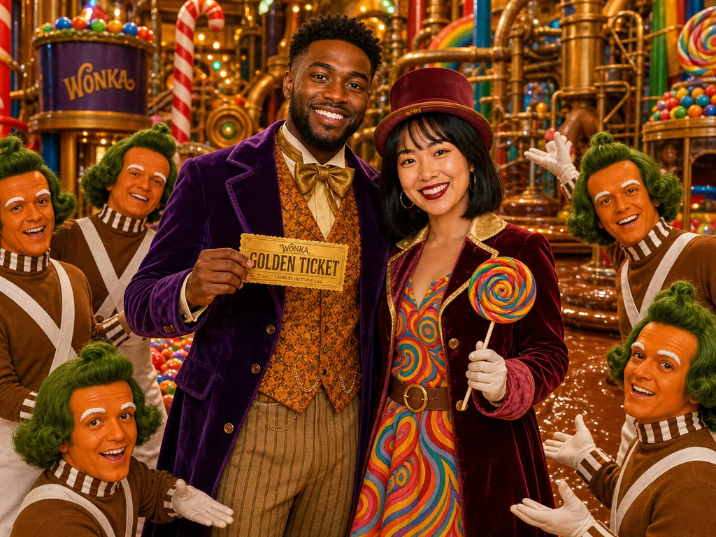 Charlie and the Chocolate Factory — AI photo booth effect, Couple rendering
