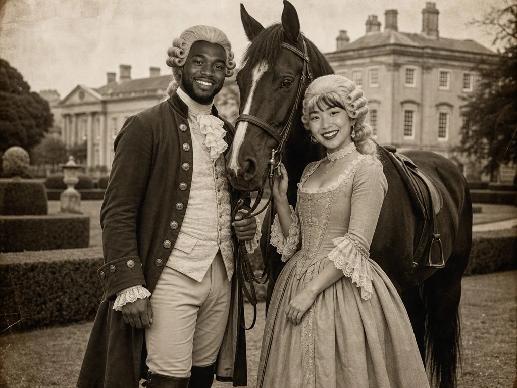 Colonial Era Founding Fathers — AI photo booth effect, Couple rendering