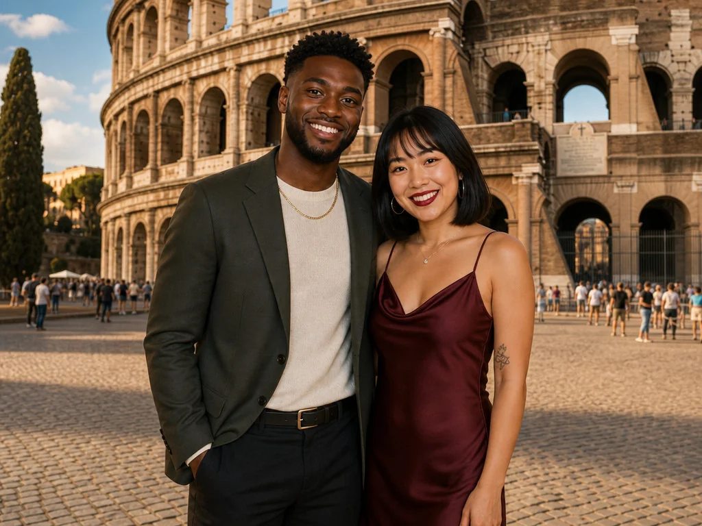 Colosseum Rome — AI photo booth effect, Couple rendering