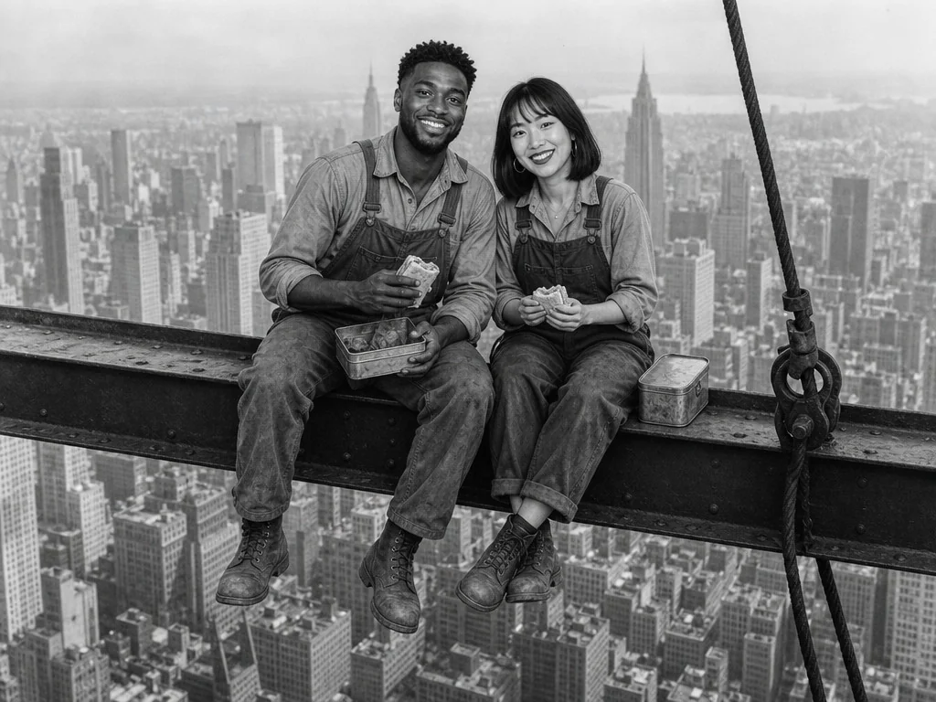 Construction Workers Crossbeam — AI photo booth effect, Couple rendering