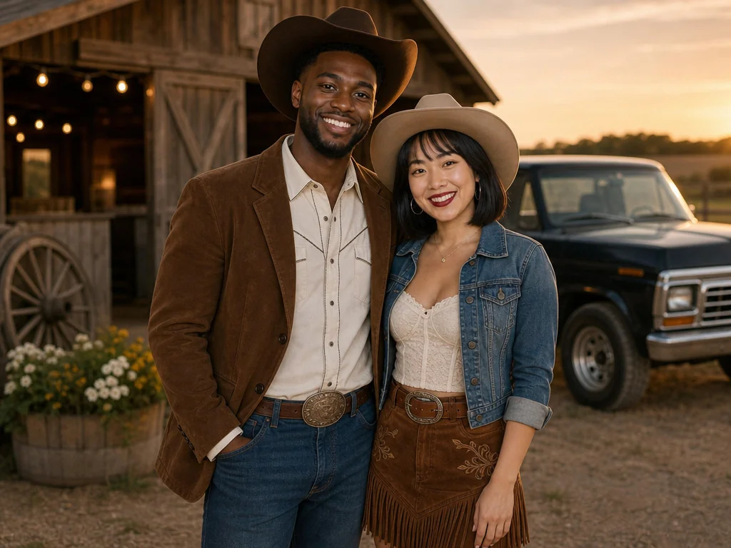 Country Western — AI photo booth effect, Couple rendering