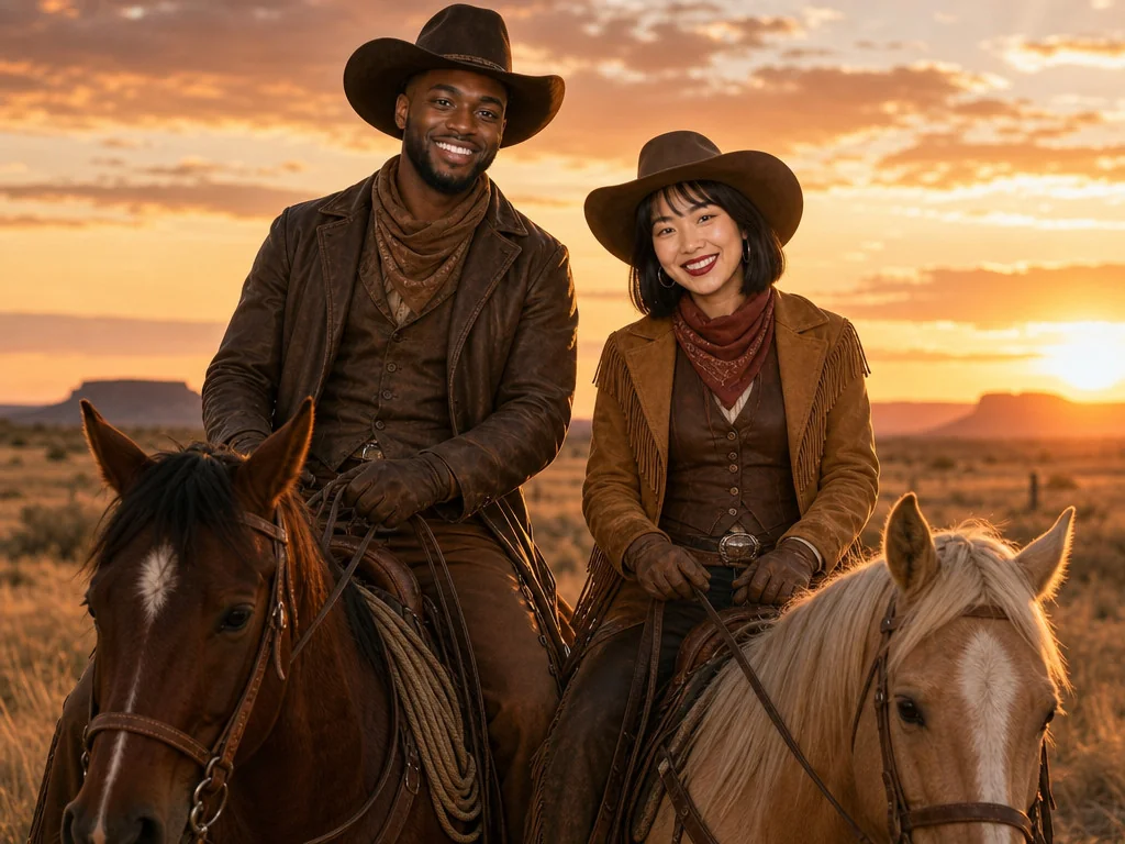 Cowboy Horseback — AI photo booth effect, Couple rendering