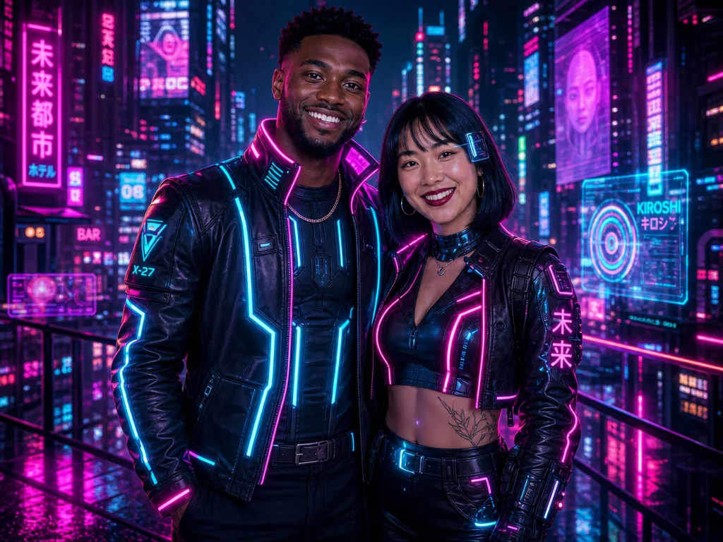 Cyberpunk Neon — AI photo booth effect, Couple rendering