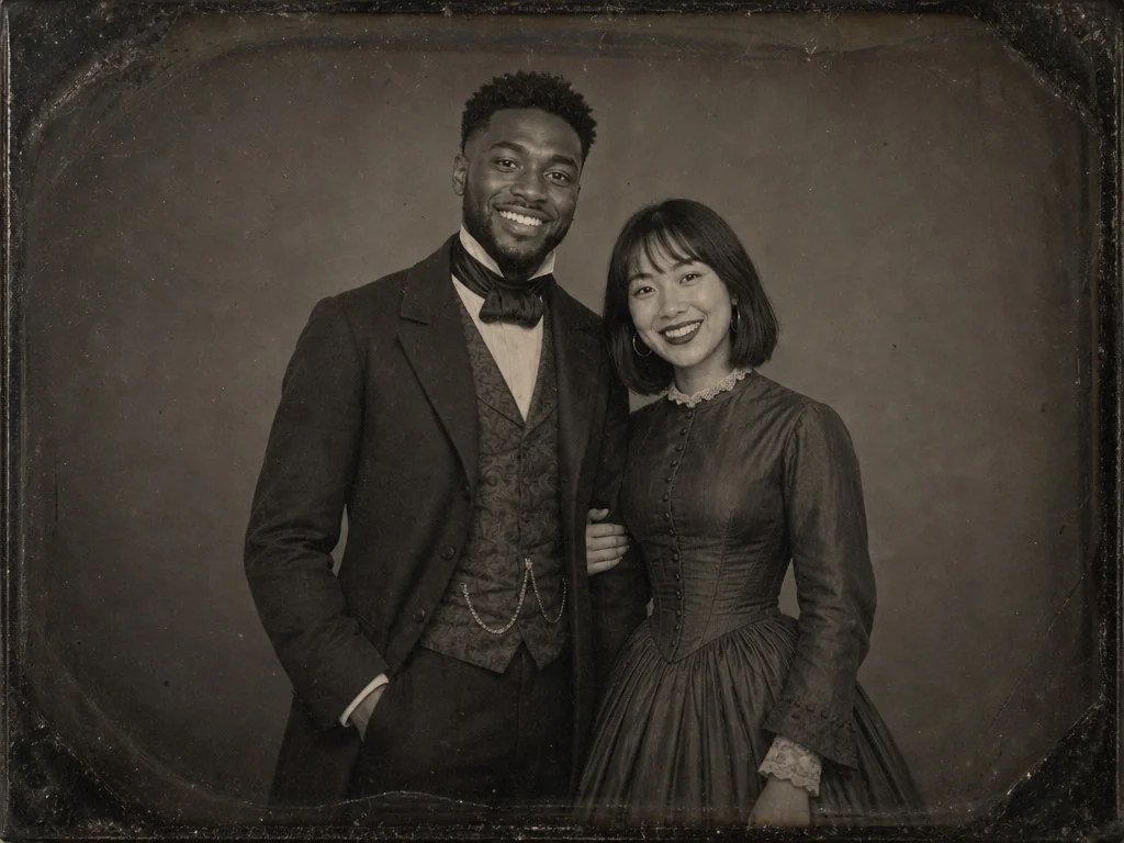 Daguerreotype Portrait — AI photo booth effect, Couple rendering
