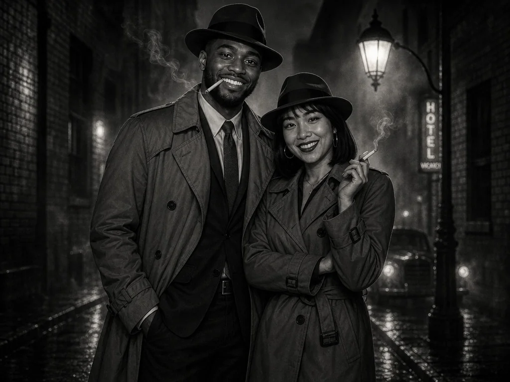 Detective Noir — AI photo booth effect, Couple rendering