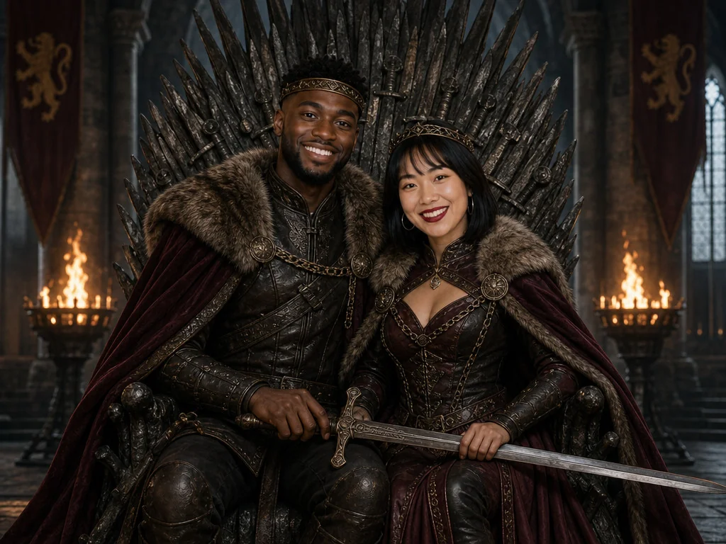 Fantasy Iron Throne — AI photo booth effect, Couple rendering
