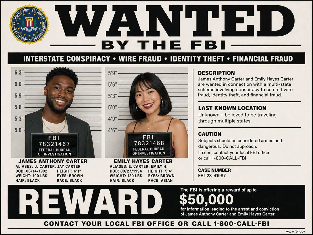 FBI Wanted Poster — AI photo booth effect, Couple rendering