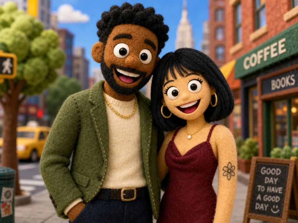 Felt Puppet Characters — AI photo booth effect, Couple rendering