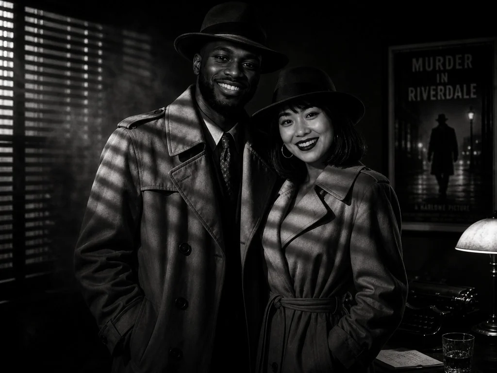 Film Noir Detective — AI photo booth effect, Couple rendering