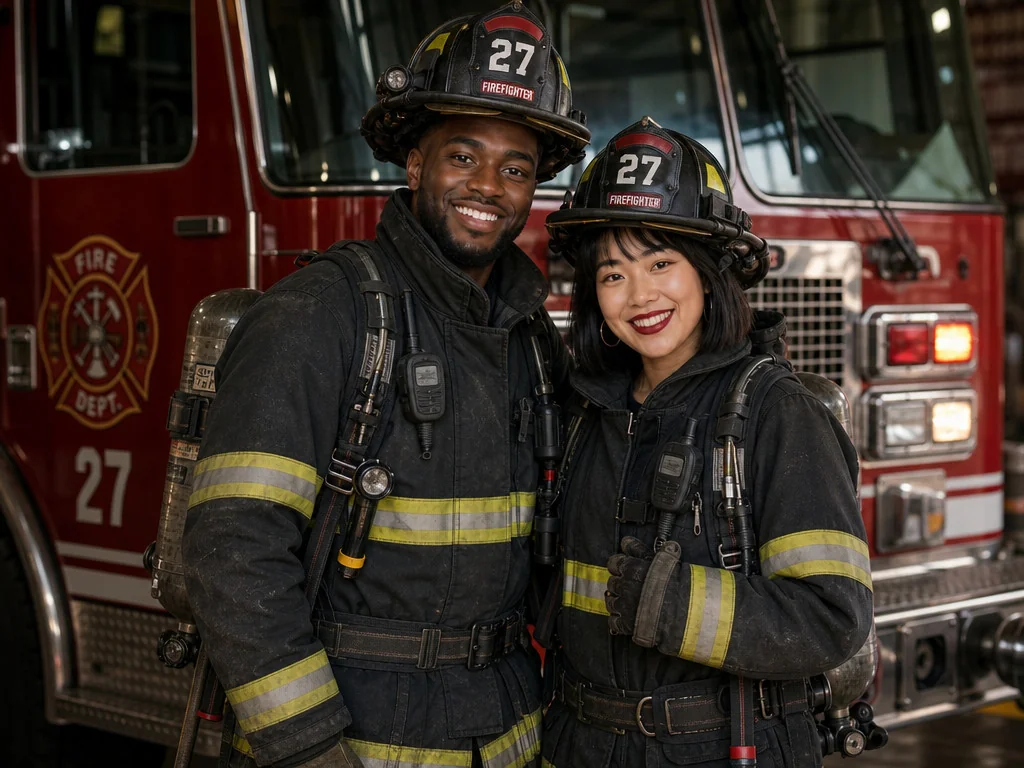 Firefighter Firetruck — AI photo booth effect, Couple rendering
