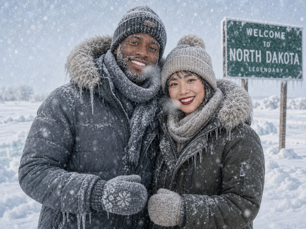 Freezing Cold North Dakota — AI photo booth effect, Couple rendering