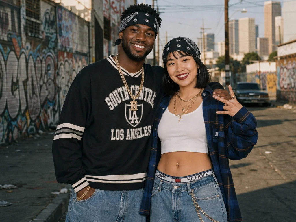 LA Street Style 90s — AI photo booth effect, Couple rendering