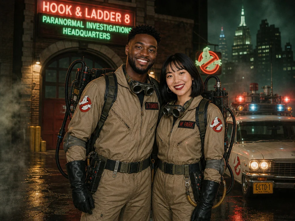 Ghostbusters Firehouse — AI photo booth effect, Couple rendering