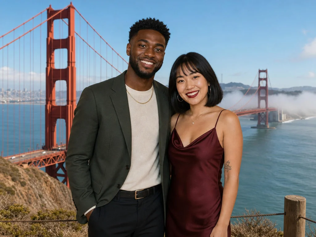 Golden Gate Bridge San Francisco — AI photo booth effect, Couple rendering