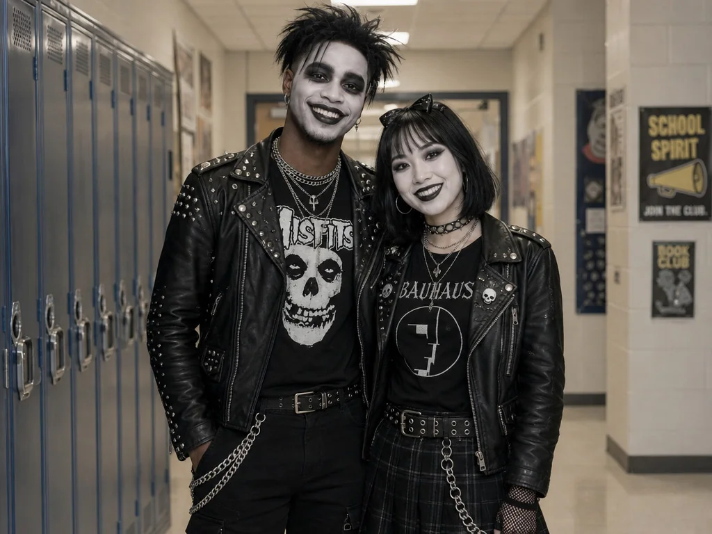 Goth Kids High School — AI photo booth effect, Couple rendering