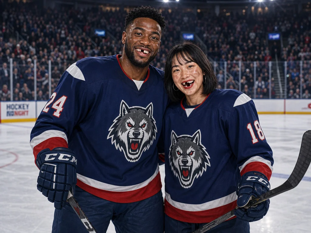 Hockey Player — AI photo booth effect, Couple rendering