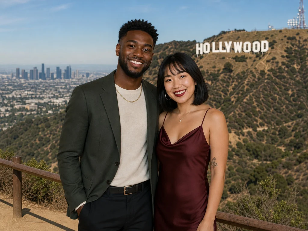 Hollywood California — AI photo booth effect, Couple rendering