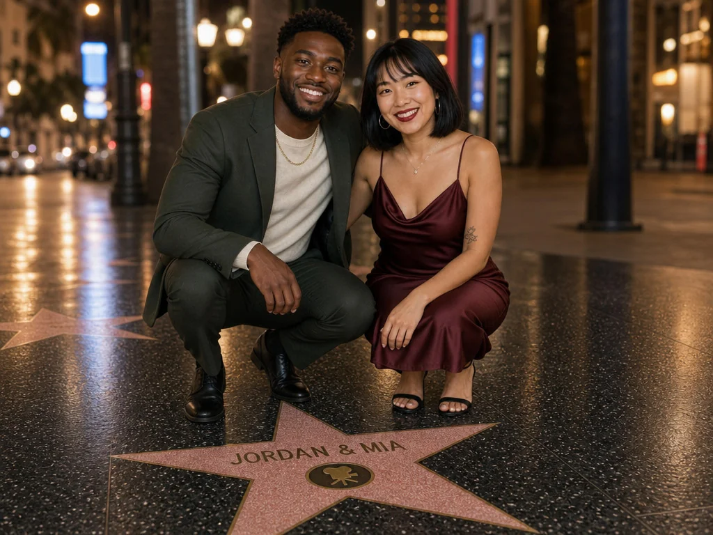 Hollywood Walk of Fame — AI photo booth effect, Couple rendering