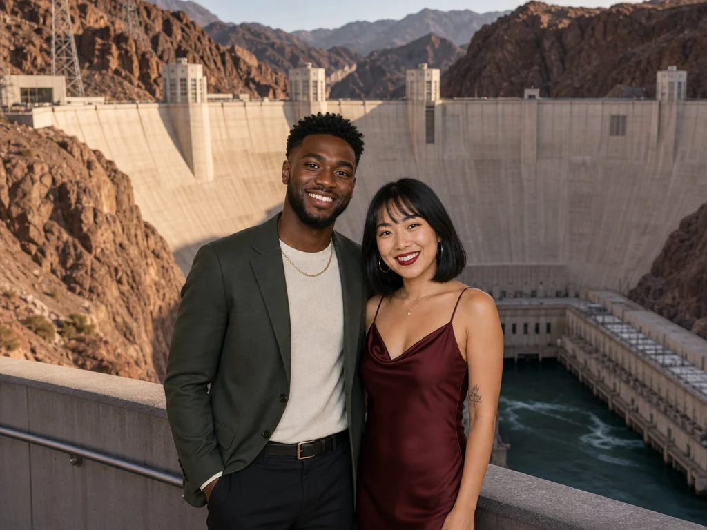 Hoover Dam — AI photo booth effect, Couple rendering