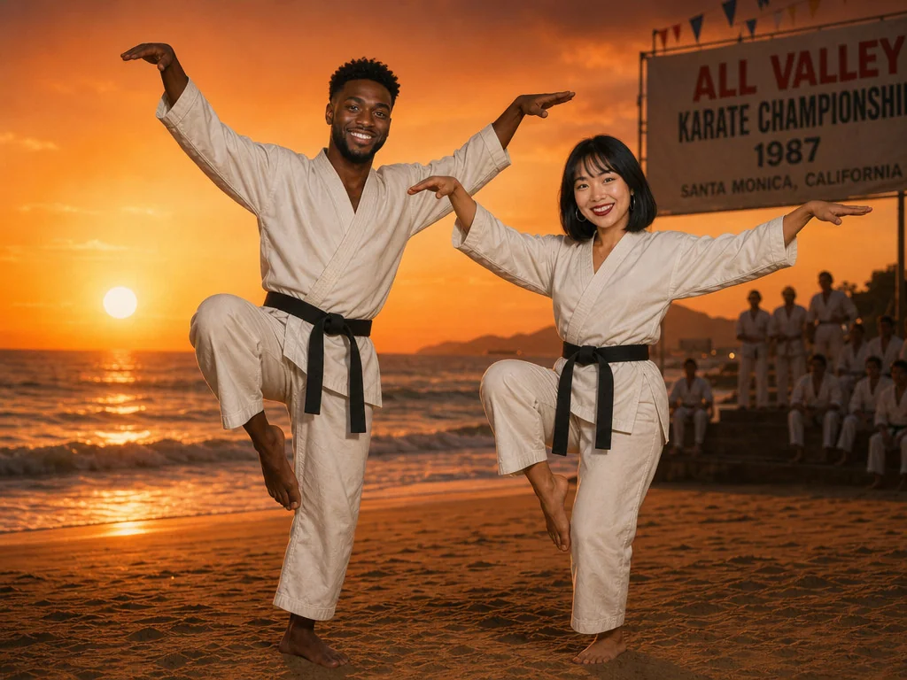 Karate Kid Crane Kick — AI photo booth effect, Couple rendering