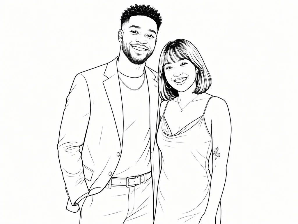 Line Art Minimalist — AI photo booth effect, Couple rendering
