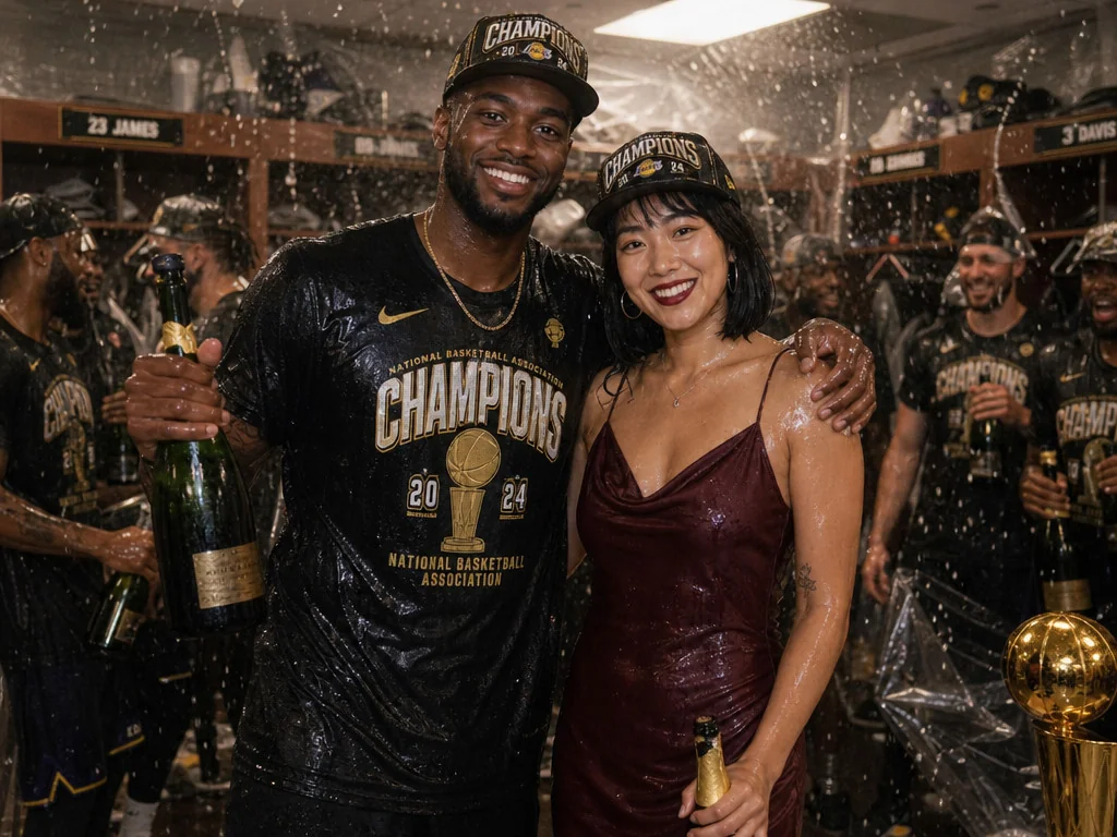 Locker Room Celebration — AI photo booth effect, Couple rendering