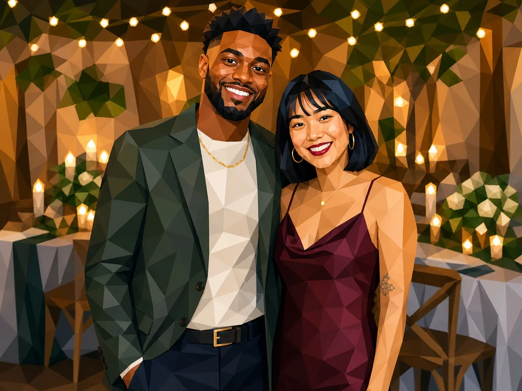 Low Poly Geometric — AI photo booth effect, Couple rendering
