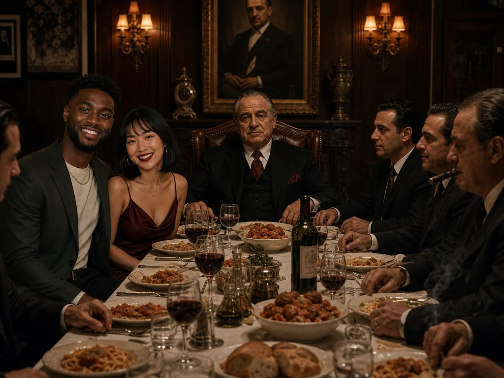Mafia Family Dinner — AI photo booth effect, Couple rendering