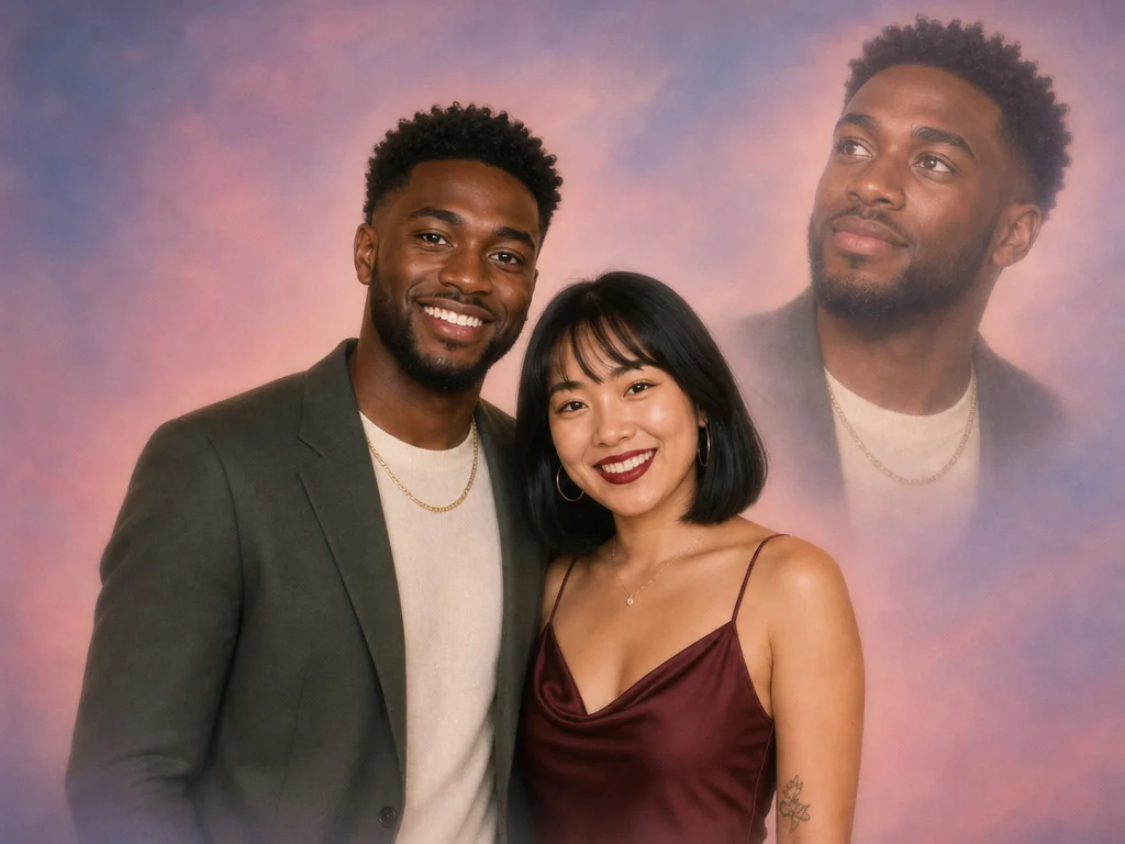 Mall Double Exposure Portrait — AI photo booth effect, Couple rendering