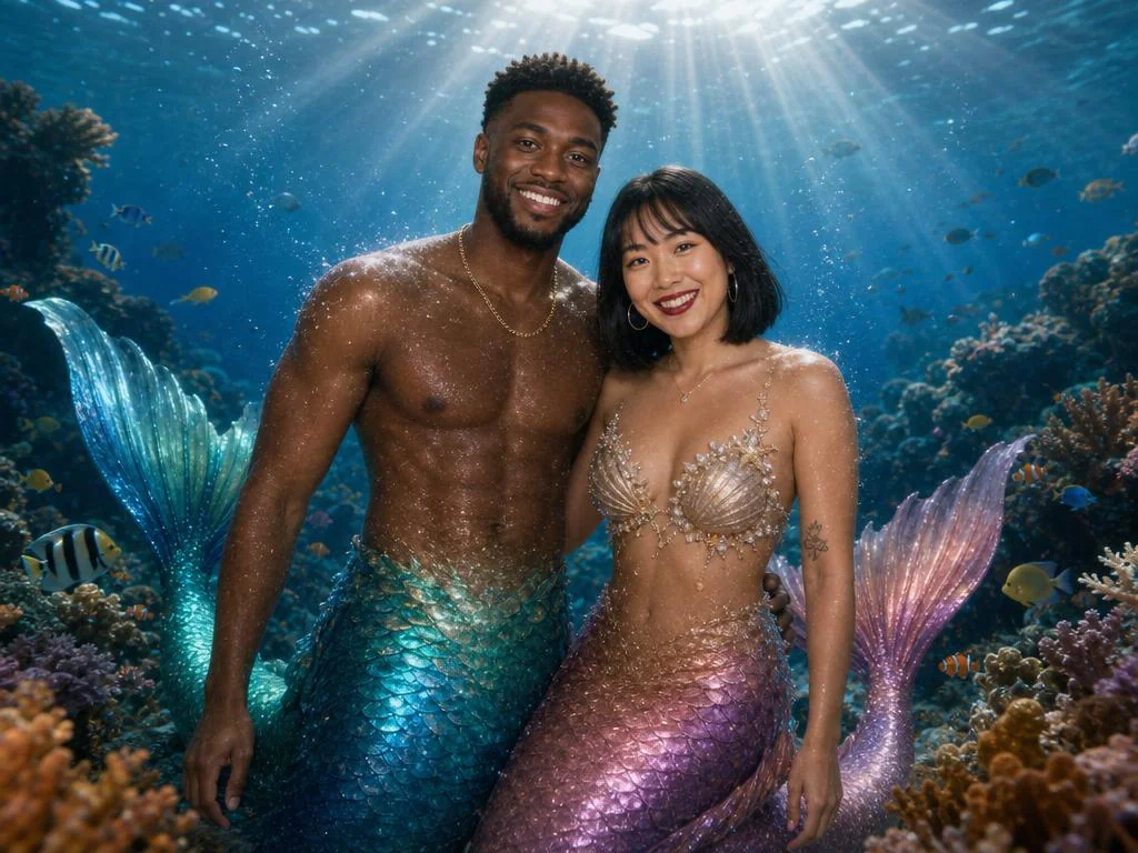 Mermaid Underwater — AI photo booth effect, Couple rendering