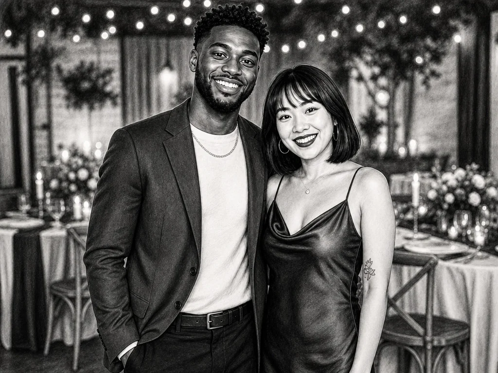 Monochrome Black & White — AI photo booth effect, Couple rendering