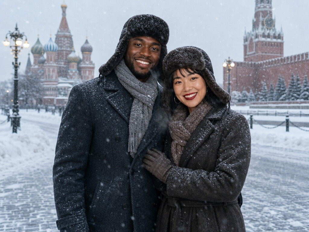 Moscow Winter — AI photo booth effect, Couple rendering
