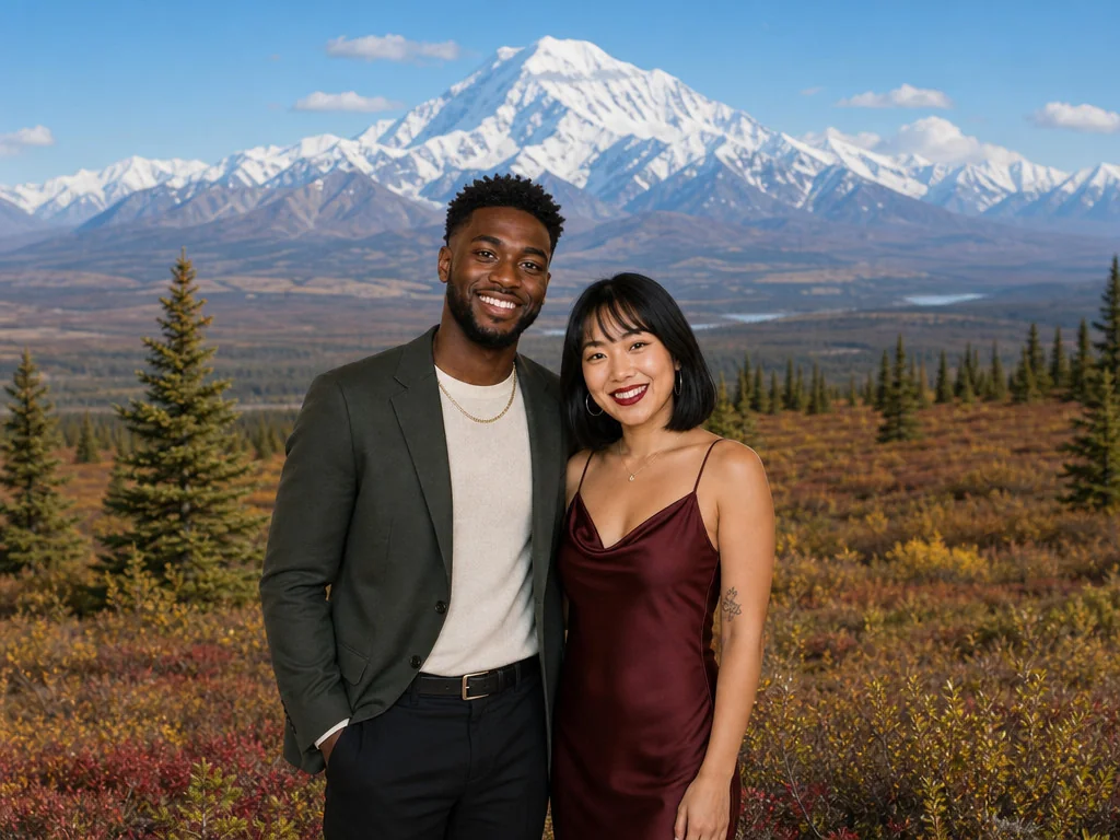 Mount Denali Alaska — AI photo booth effect, Couple rendering